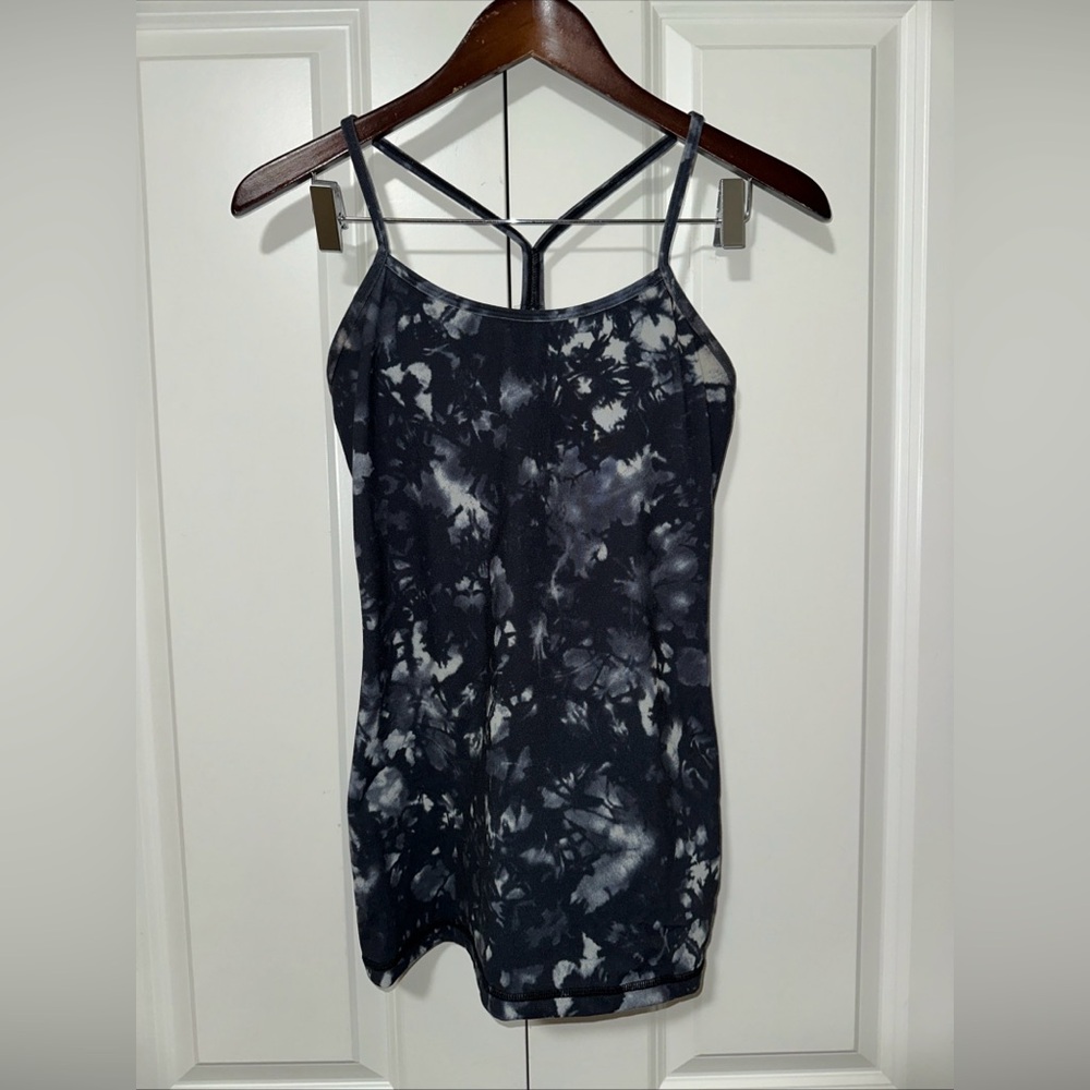 Lululemon Power Y Lightweight Tank Top Black Tie Die Size 6